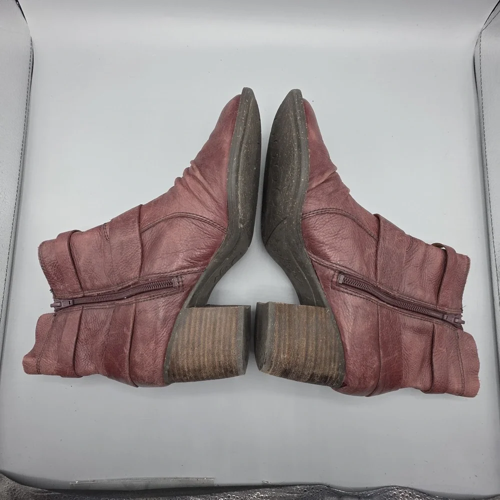 Naya Virtue Boots Women 8 Oxblood Bordo Leather Ankle Western Boho Anthropologie